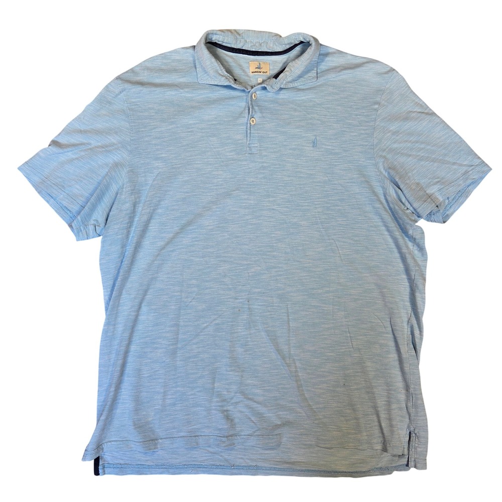 Johnnie-O Hangin Out Mens XL Blue Heathered Slub Pique Polo Shirt Short Sleeve